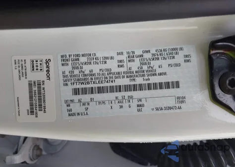 2020 Ford F-250 King Ranch из США, поврежденный, VIN 1FT7W2BTXLEE74741